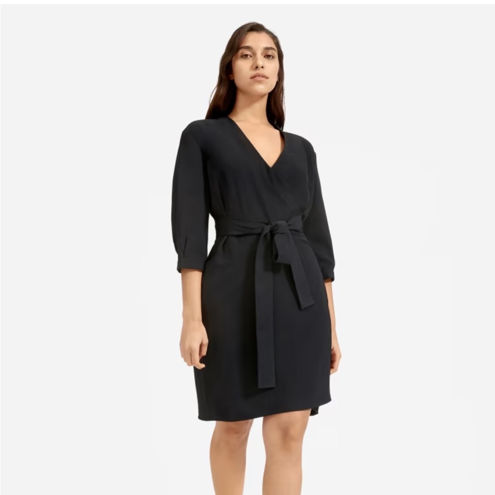 Everlane Japanese Goweave Long Sleeved Mini Wrap Dress - size 12